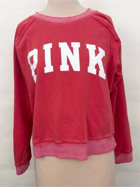 Victoria’s Secret PINK heathered relaxed fit distressed graphic sweatshirt L